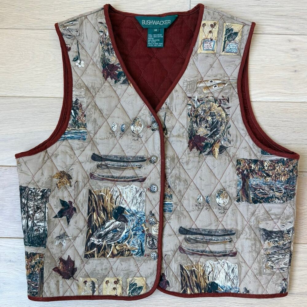 Vintage Bushwacker Copper Quilted Duck Hunting Vest Rustic Outdoor Size M